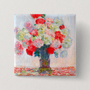Badge Carré 5 Cm Monet Peonies
