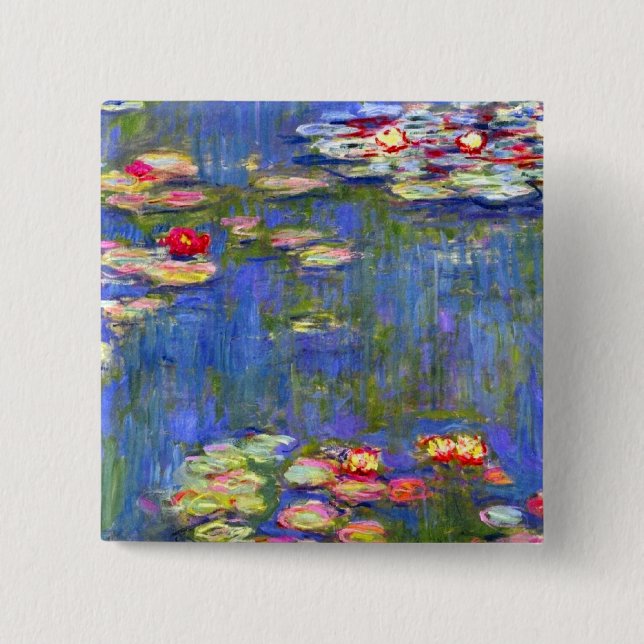 Badge Carré 5 Cm Monet Water Lilies (Devant)