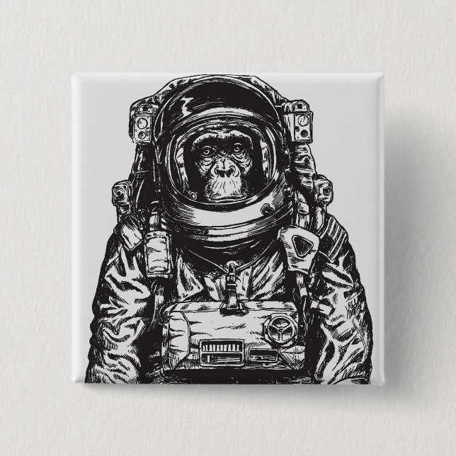 Badge Carré 5 Cm Monkey Astronaut (Devant)