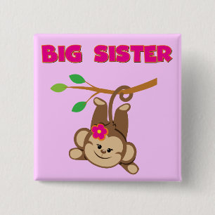 Badge Carré 5 Cm Monkey Big Sister