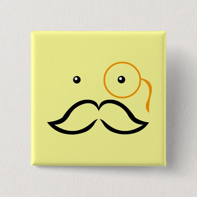 Badge Carré 5 Cm Monocle et moustache (Devant)