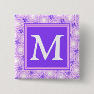 Badge Carré 5 Cm Monogramme cercles violets motif