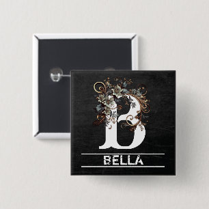 Badge Carré 5 Cm Monogramme en tableau avec floral