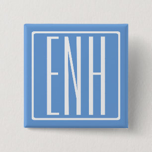 Badge Carré 5 Cm Monogramme Initiales 3 Modernes Gras   Bleu Clair