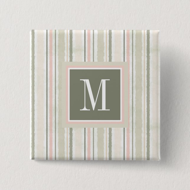 Badge Carré 5 Cm Monogramme | la joie de l'aquarelle du blanc | (Devant)