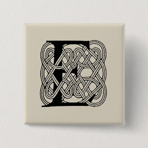 Badge Carré 5 Cm Monogramme lettre E Impression vintage nœud celtiq