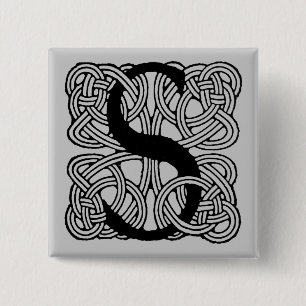 Badge Carré 5 Cm Monogramme Lettre S Impression Vintage Nœud Celtiq