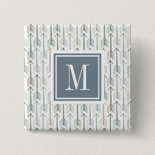 Badge Carré 5 Cm Monogramme   Motif de flèches d'aquarelle
