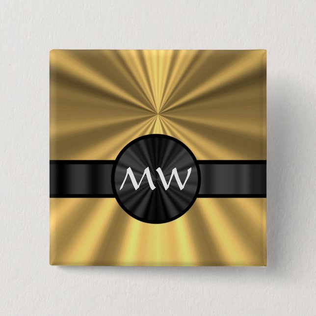 Badge Carré 5 Cm Monogramme or et noir (Devant)