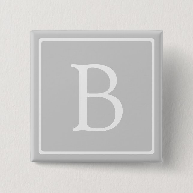 Badge Carré 5 Cm Monogramme simple gris clair (Devant)