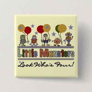 Badge Carré 5 Cm Monster 4th Birthday Tshirts et cadeaux