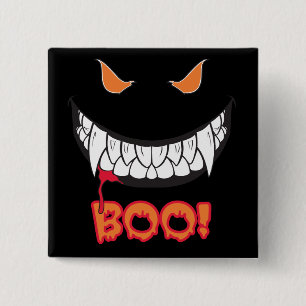 Badge Carré 5 Cm Monster Grin Boo ! Bouton Carré noir masculin