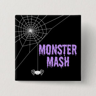 Badge Carré 5 Cm Monster Mash Halloween Spider Web