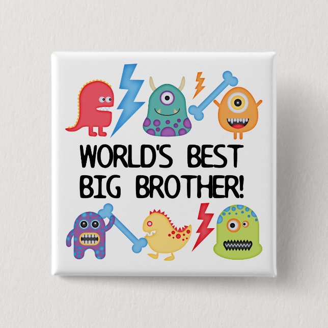 Badge Carré 5 Cm Monsters World's Best Big Brother (Devant)