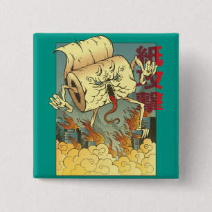 Badge Carré 5 Cm Monstre de Papier Toilette Drôle de Style Japonais