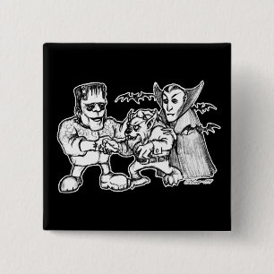 Badge Carré 5 Cm Monstres amusants