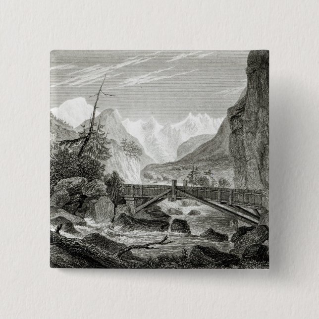 Badge Carré 5 Cm Mont Blanc des bains de St Didier (Devant)