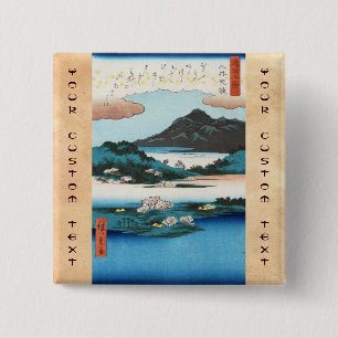 Badge Carré 5 Cm Montagne vintage d'ukiyo-e japanais