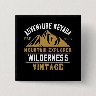 Badge Carré 5 Cm Montagnes - Aventure Nevada Mountain
