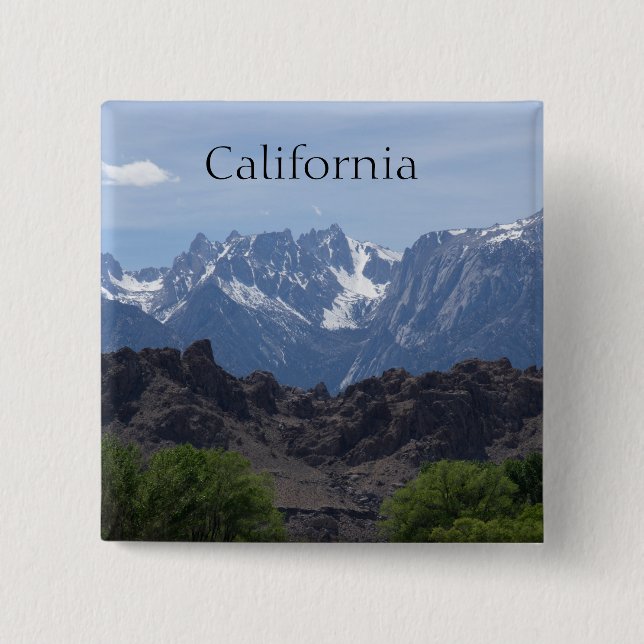 Badge Carré 5 Cm Montagnes de Lone Pine (Devant)