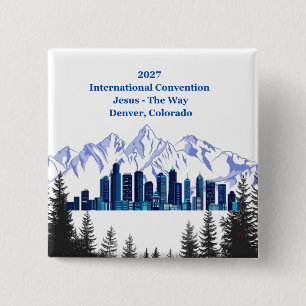 Badge Carré 5 Cm Montagnes enneigées de Denver