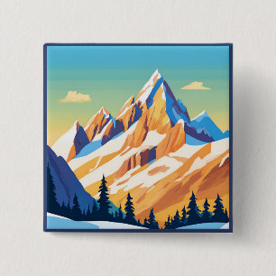 Badge Carré 5 Cm Montagnes majestueuses