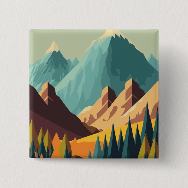 Badge Carré 5 Cm Montagnes Rocheuses (Devant)