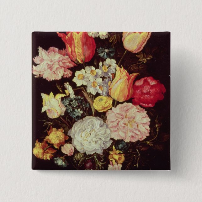 Badge Carré 5 Cm Morceau de fleur (Devant)
