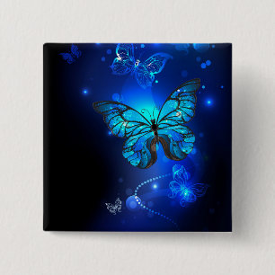 Badge Carré 5 Cm Morpho Butterfly in the Dark Background