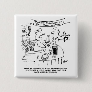 Badge Carré 5 Cm Morris Dancing in Pub. Danse Morris traditionnelle