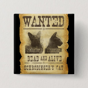 Badge Carré 5 Cm Mort et vivant Recherchés. Le chat de
