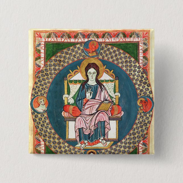 Badge Carré 5 Cm Morue. Le Christ 1948 dans la majesté (Devant)