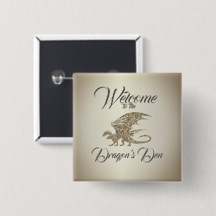 Badge Carré 5 Cm Mosaïque Extraordinaire Dragon Golden Welcome