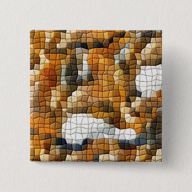 BADGE CARRÉ 5 CM MOSAÏQUE FOX (Devant)