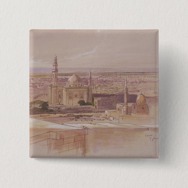 Badge Carré 5 Cm Mosquée d'Âgrâ, le Caire, 1849 (Devant)