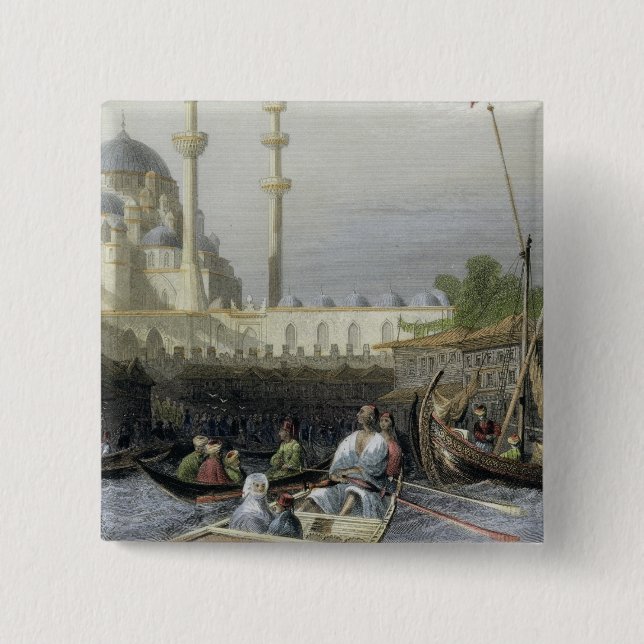 Badge Carré 5 Cm Mosquée de Sultanine Valide du port, b gravé (Devant)