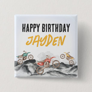 Badge Carré 5 Cm Moteur Dirt Vélo Fast Un 1er anniversaire fête