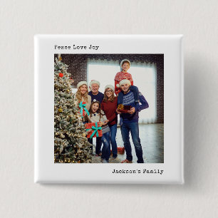 Badge Carré 5 Cm Moteur minimaliste photo personnalisée de Noël