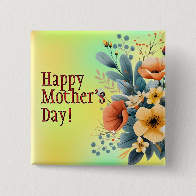 Badge Carré 5 Cm Mother's Day Boho Flowers Clipart-61983 Keychain (Devant)