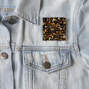 Badge Carré 5 Cm Motif Abstrait Doré en Tourbillon