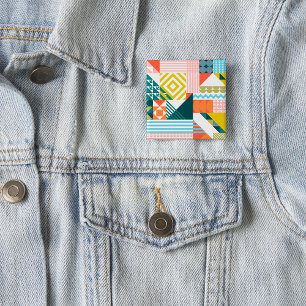 Badge Carré 5 Cm Motif Abstrait géométrique moderne coloré