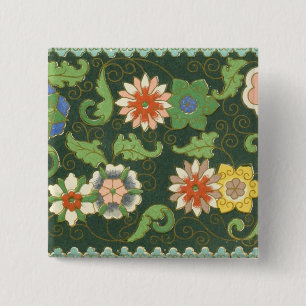 Badge Carré 5 Cm Motif antique cloisonné chinois : Vert Jade