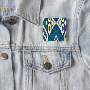 Badge Carré 5 Cm motif bleu et vert avec un arrière - plan blanc