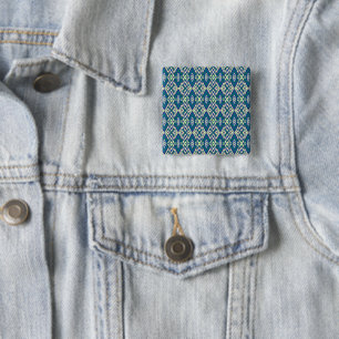 Badge Carré 5 Cm motif bleu et vert avec un arrière - plan blanc