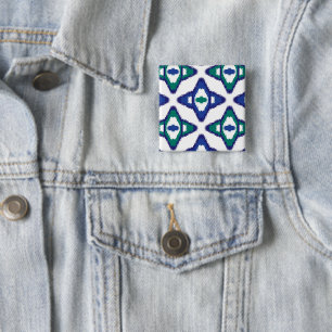 Badge Carré 5 Cm motif bleu et vert avec un arrière - plan blanc