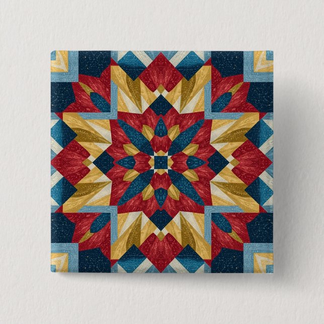 Badge Carré 5 Cm motif d'art de bloc de patchwork géométrique vinta (Devant)