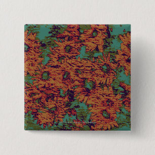 Badge Carré 5 Cm Motif de camouflage de tournesol et de feuille