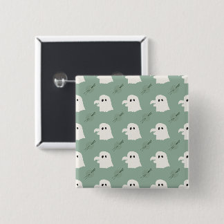 Badge Carré 5 Cm Motif de cardigan fantôme vert sauge mignon