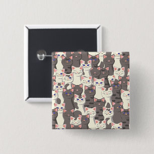 Badge Carré 5 Cm Motif de chats blancs et gris