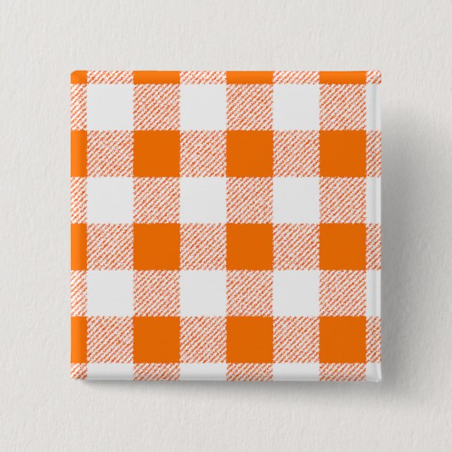 Badge Carré 5 Cm Motif de chèques Orange En vichy (Devant)